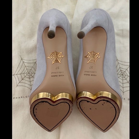 Charlotte Olympia Platform Heels Light Grey Suede - Picture 4 of 4